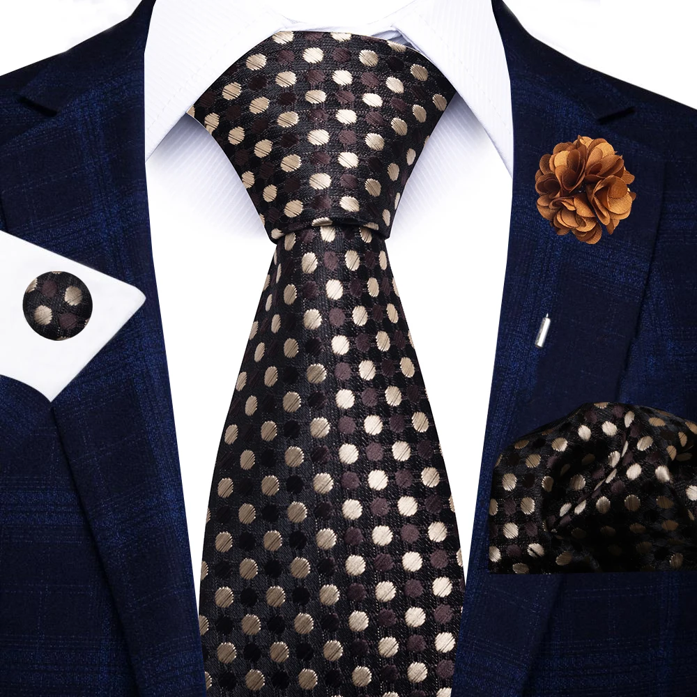 Wholesale Fashion 8 CM Blue Paisley Tie Pocket Squares Cufflink Pin Set Man Office Suit Accessories Wedding Gift Fit Party