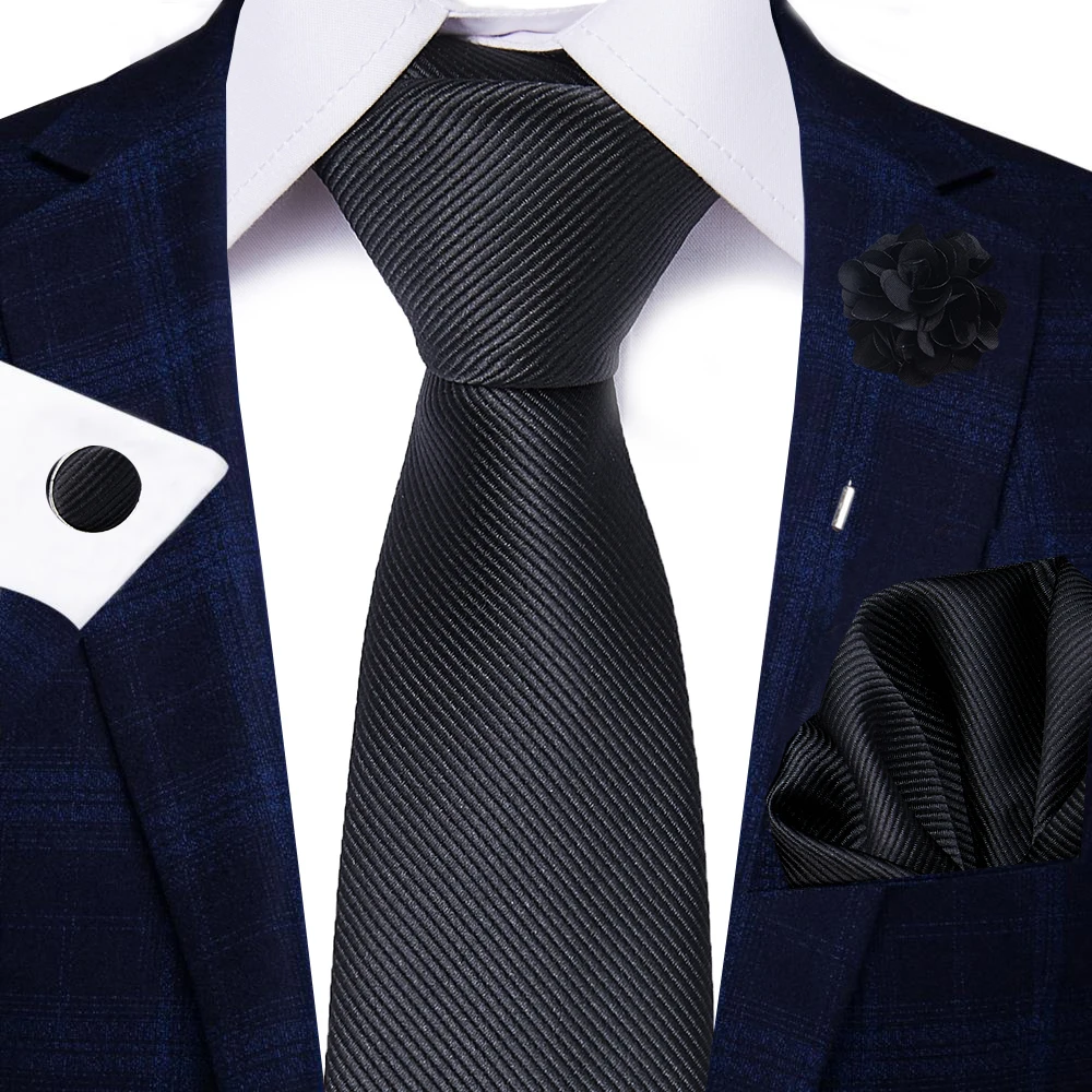 Wholesale Fashion 8 CM Blue Paisley Tie Pocket Squares Cufflink Pin Set Man Office Suit Accessories Wedding Gift Fit Party