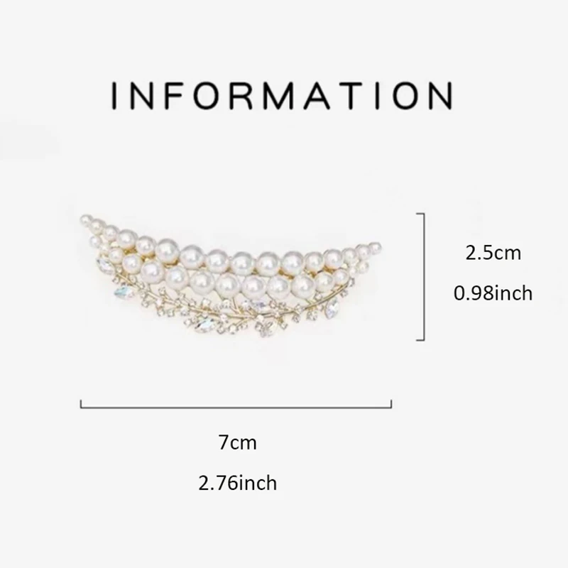 French Exquisite Pearl Crystal Crescent Hair Clip Spring Clip Back of Head Half-tied Hair Clip High-end Elegent Women's Headgear