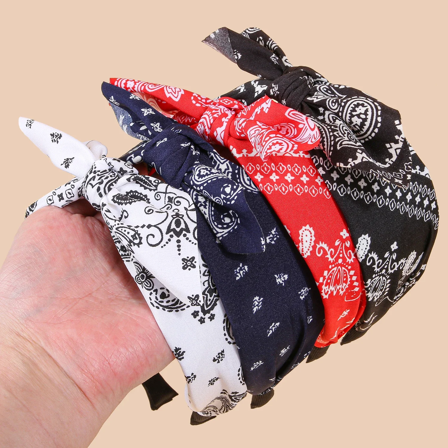 1/4pcs Women Headbands Paisley Hair Bands Knoted Turban Headband Head Wraps Stripe Cloth Head Bands for Women and Girls