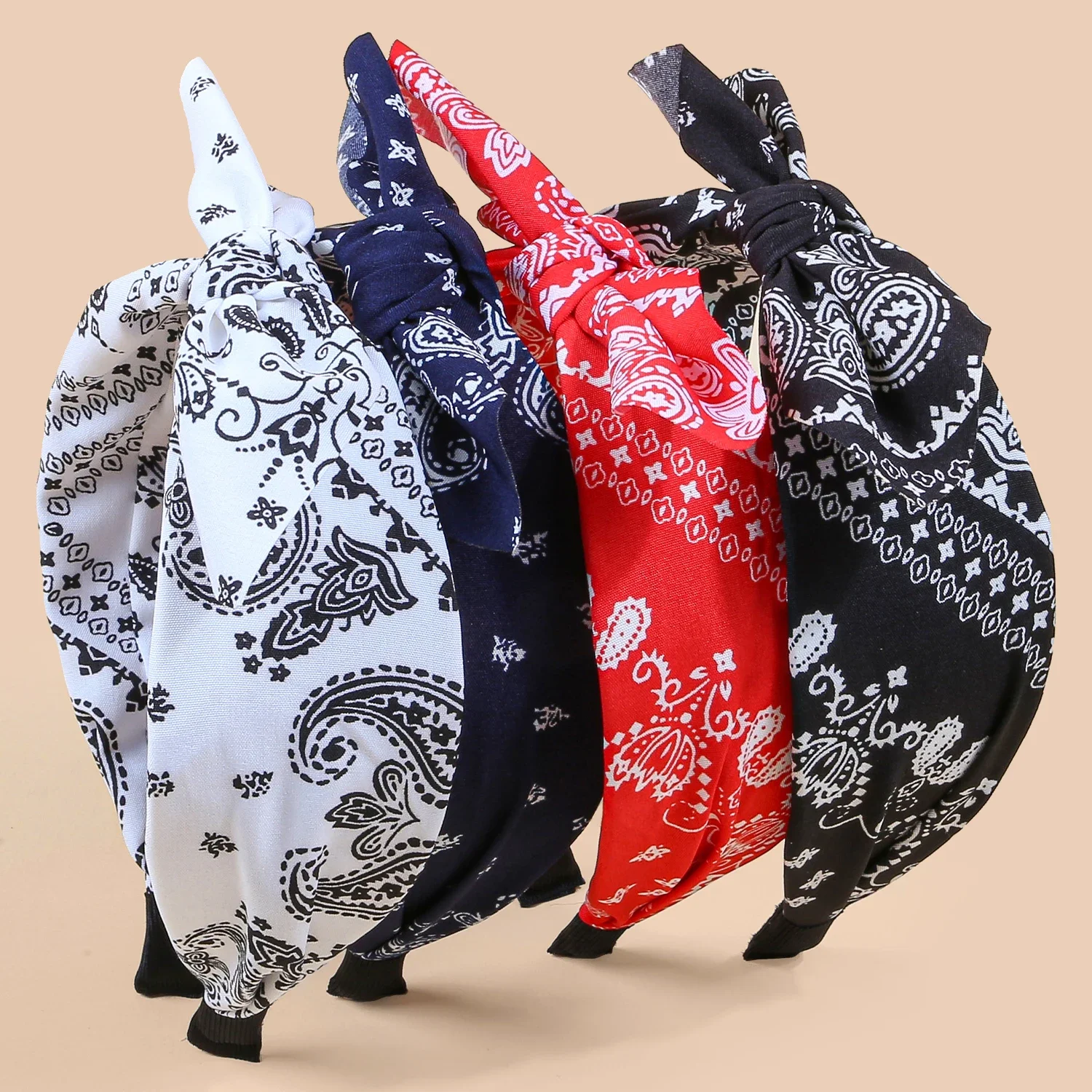 1/4pcs Women Headbands Paisley Hair Bands Knoted Turban Headband Head Wraps Stripe Cloth Head Bands for Women and Girls