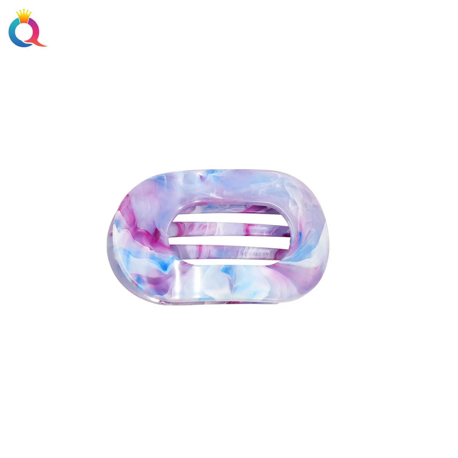 Fashion Oval Hair Claw Clips Women Elegant Marbling Acrylic Flat Circular Hair Grips Premium Colorful Updo Hair Pins Barrettes