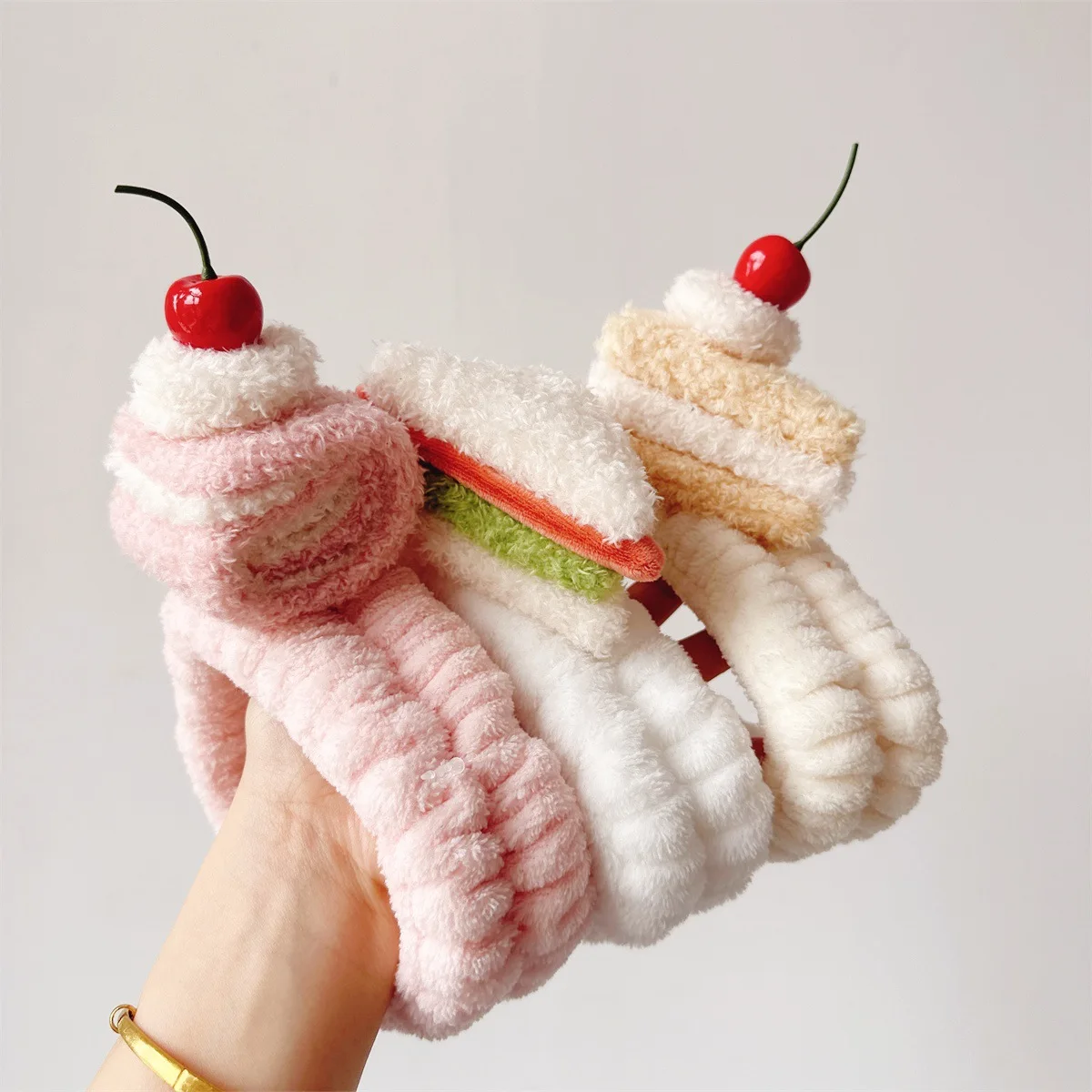 Fun and cute dessert three-dimensional plush cake Swiss curl hair band Women's face band