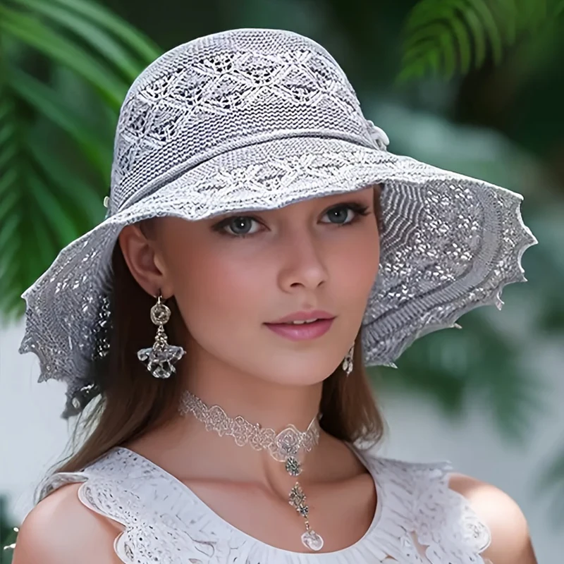 Korean version new straw hat summer sun hat sun protection wave sun hat beach cool hat women's hat