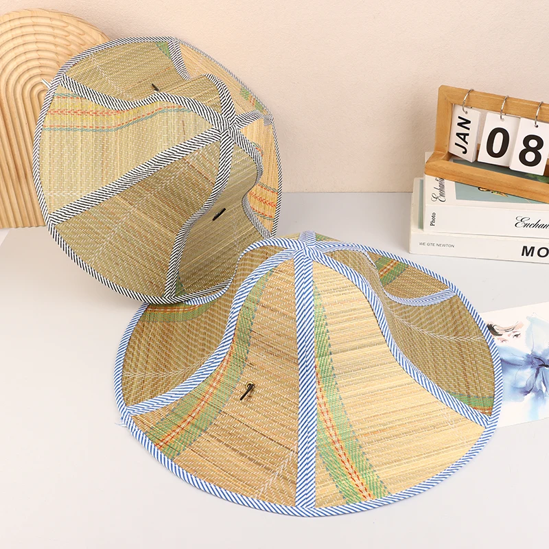 Chinese Bamboo Rattan Hats Retro Handmade Weave Straw Hat Tourism Rain Dance Props Cone Fishing Sunshade Fisherman Hat