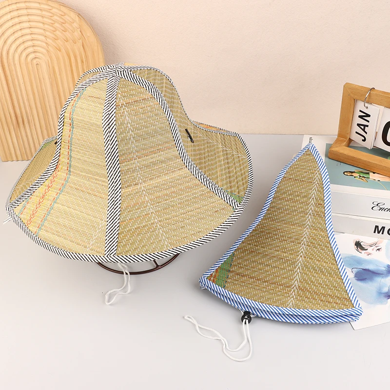 Chinese Bamboo Rattan Hats Retro Handmade Weave Straw Hat Tourism Rain Dance Props Cone Fishing Sunshade Fisherman Hat