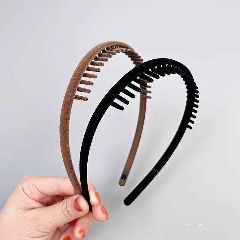 2pc Elegant Black Red Velvet Hairband with Tooth Retro Headband for Women Girls Hair Bands Hair Accessories