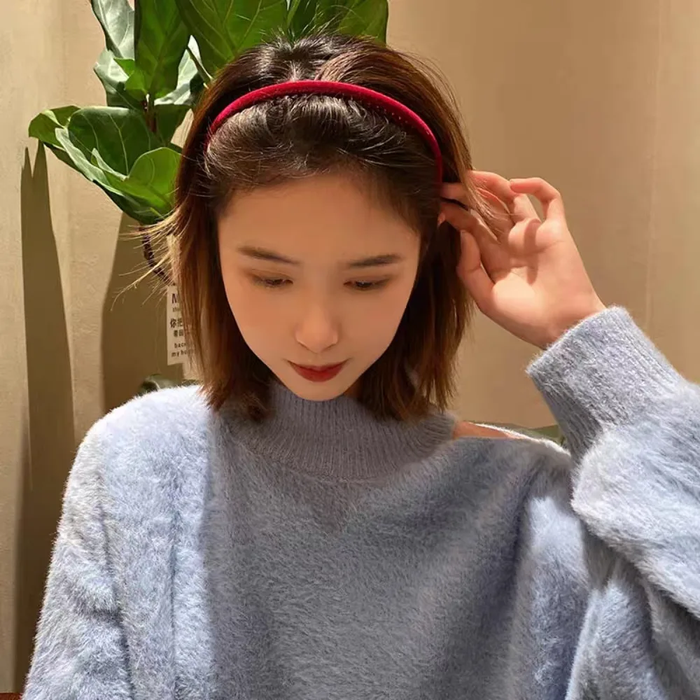 2pc Elegant Black Red Velvet Hairband with Tooth Retro Headband for Women Girls Hair Bands Hair Accessories