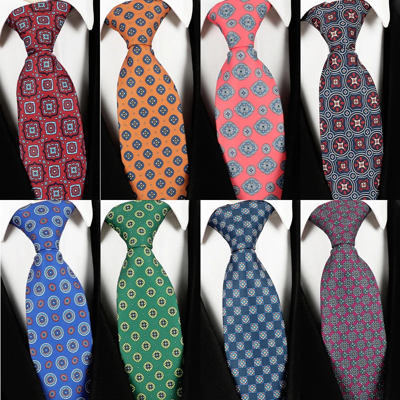 Fashion 8CM Mens Necktie Print Patterns Classic Neck Ties For Man Groom Handfeel Polyester Necktie Business Wedding Accessories