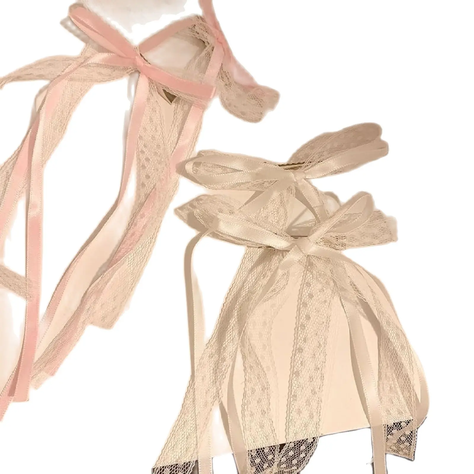 2PCS White, Lace, Ribbon, Hair Tie, Bow, Hair Clip, Female, Premium, Headpiece, Clips, Hair Accessories, Hair Cards