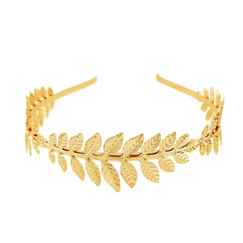 Elegant Solid Color Leaves Hairband! Non-Slip Design, New Gold Leaf Decoration, Retro Baroque Style.