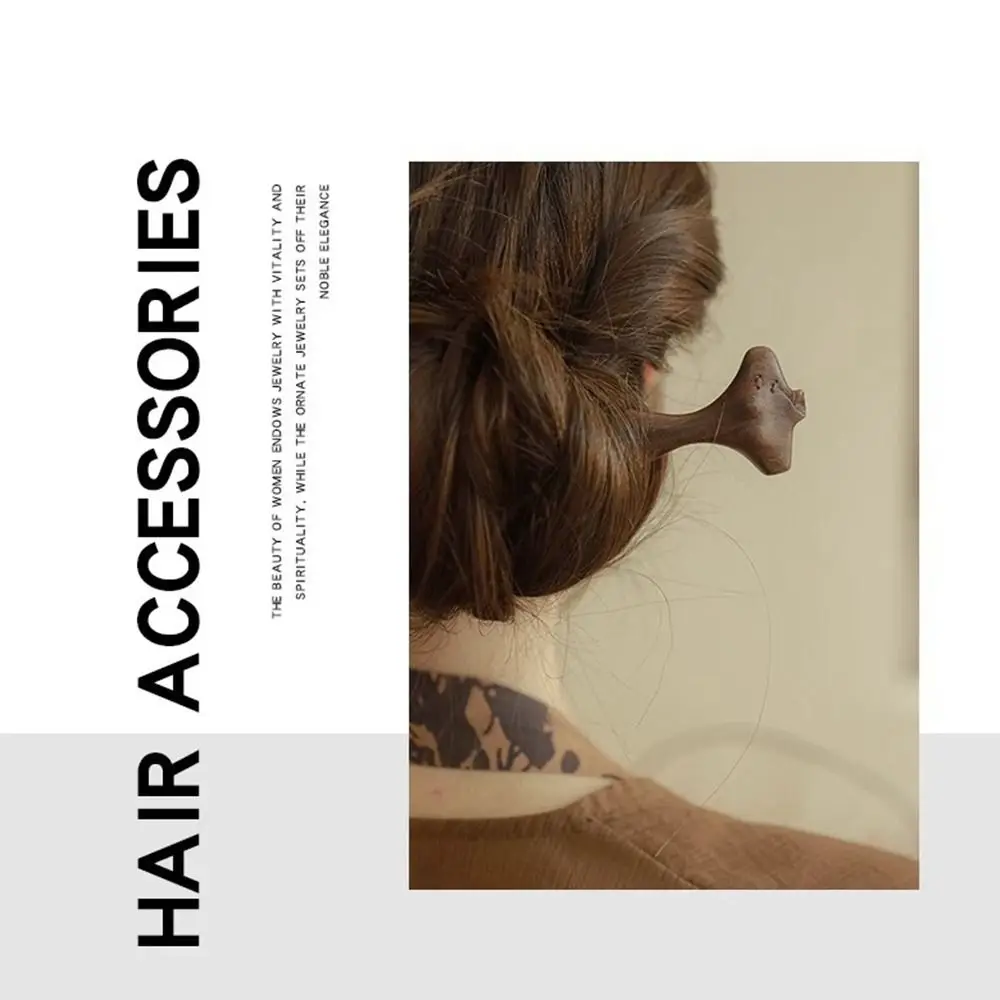 Exquisite Wood Wooden Hair Stick Cat Animals Chinese Style Hairpin Rabbit Hair Sticks for Buns Hanfu Headwear Cheongsam