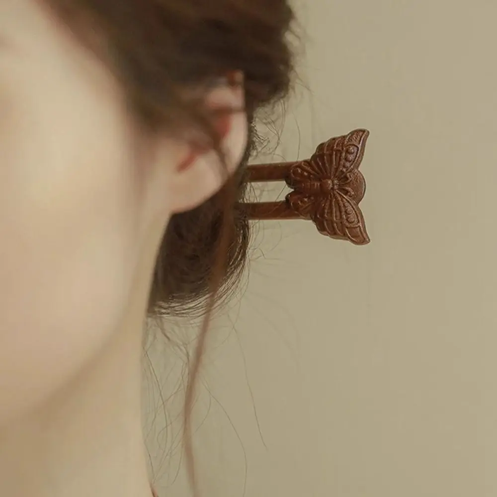 Exquisite Wood Wooden Hair Stick Cat Animals Chinese Style Hairpin Rabbit Hair Sticks for Buns Hanfu Headwear Cheongsam