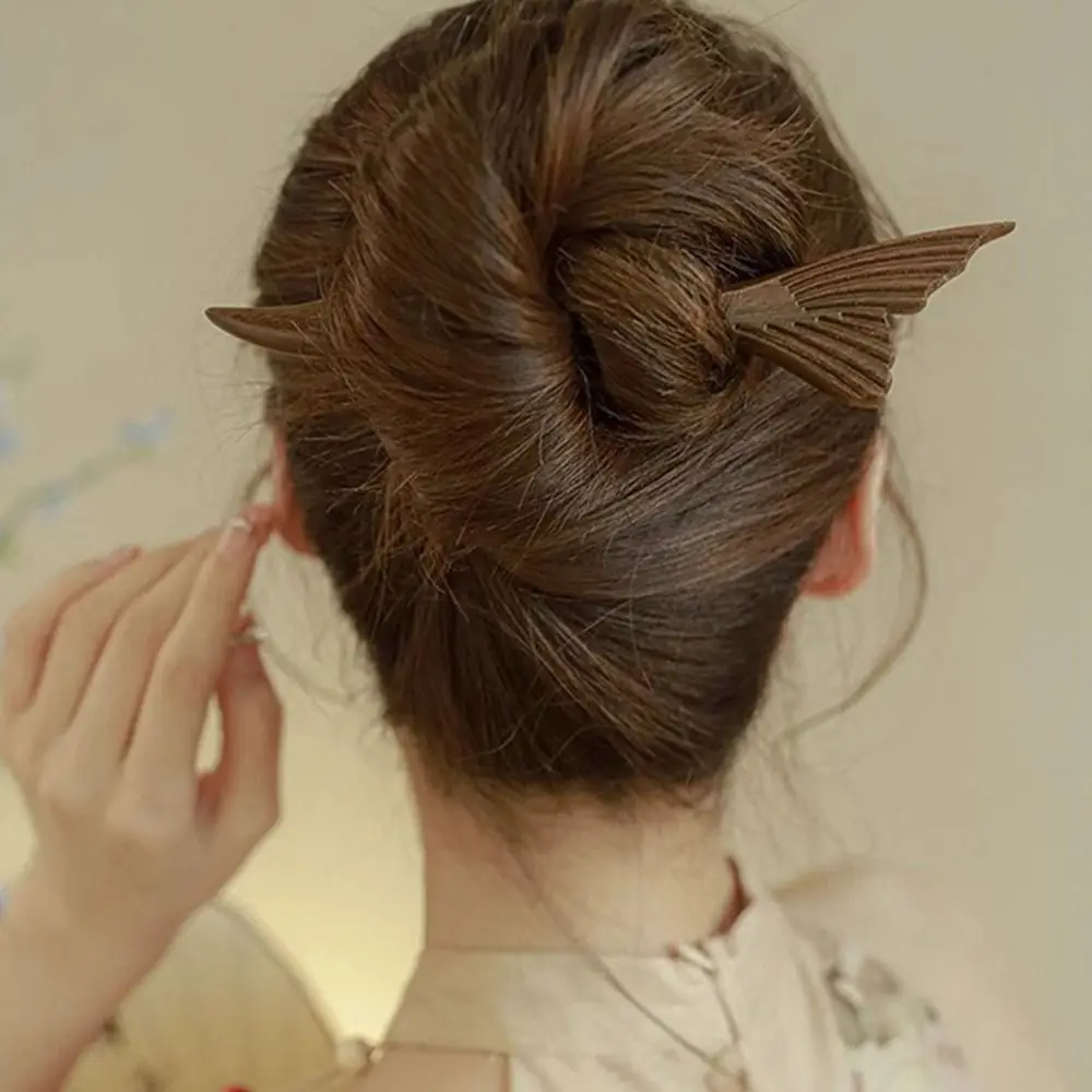 Exquisite Wood Wooden Hair Stick Cat Animals Chinese Style Hairpin Rabbit Hair Sticks for Buns Hanfu Headwear Cheongsam