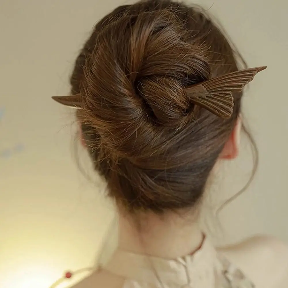 Exquisite Wood Wooden Hair Stick Cat Animals Chinese Style Hairpin Rabbit Hair Sticks for Buns Hanfu Headwear Cheongsam
