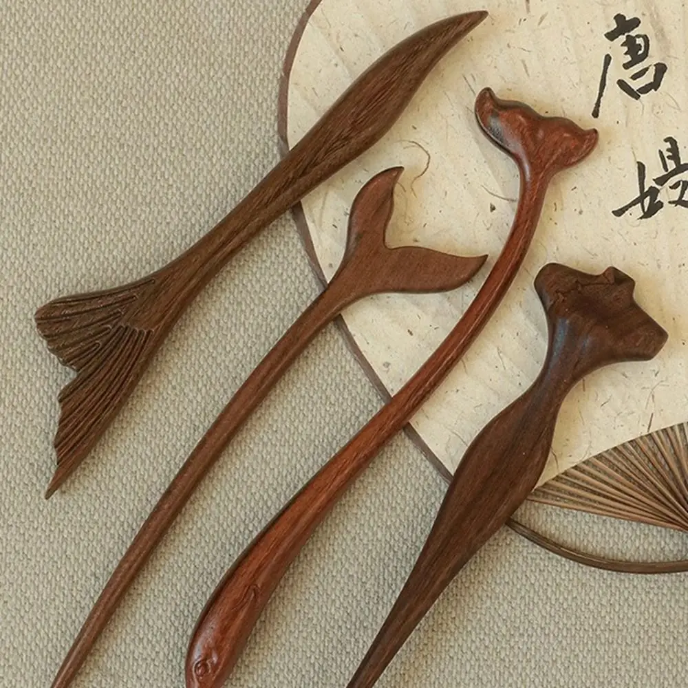 Exquisite Wood Wooden Hair Stick Cat Animals Chinese Style Hairpin Rabbit Hair Sticks for Buns Hanfu Headwear Cheongsam