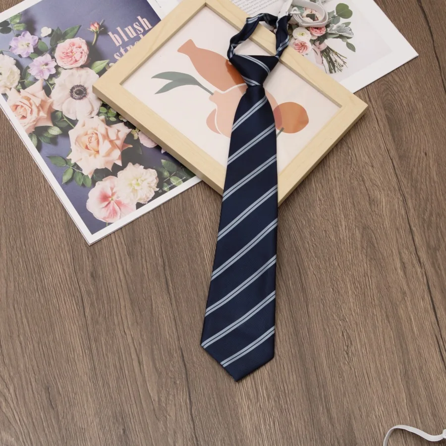 Stripes JK Ties College Student Shirt Suit Neckwear Neckties For Men Women Lazy-tie Bachelor's Uniform Short Neck Tie
