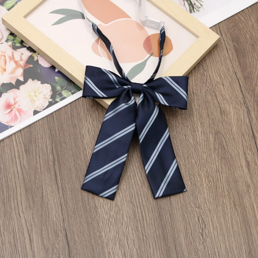 Stripes JK Ties College Student Shirt Suit Neckwear Neckties For Men Women Lazy-tie Bachelor's Uniform Short Neck Tie