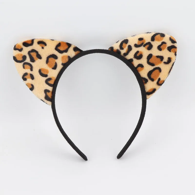 Cute Cat Ears Hairband Women Girl Cosplay Leopard Hair Hoop Winter Soft Wool Headband Party Hair Bands Face Wash Makeup Headwear
