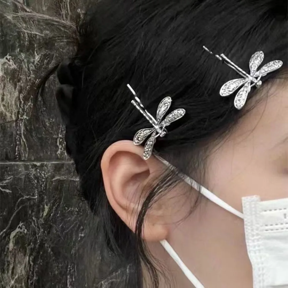 2Pcs/Set Fashion Metal Vintage Dragonfly Barrettes Hairpin Hair Clips For Women Girls Headwear Bangs Side Hair Accessories Gifts