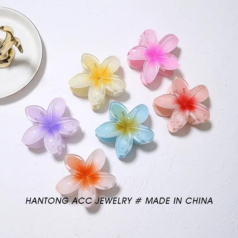 Plumeria Hair Clips Flower Hair Claw Clip Trendy HairClips Korean Hair Accessories For Girls