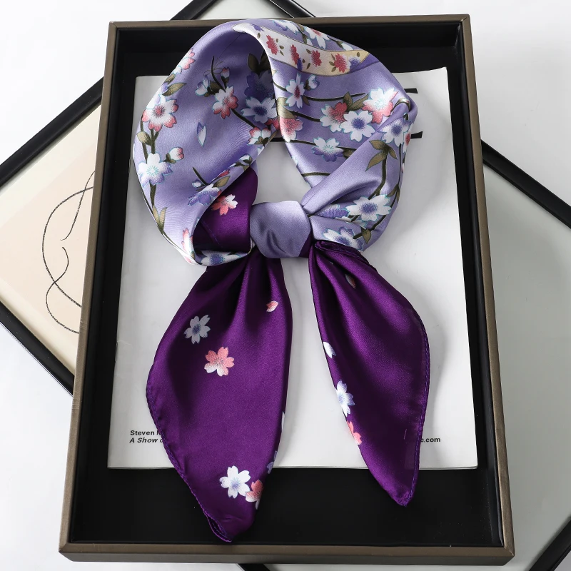 Silk Satin Scarf For Women, 70x70cm, Printed Handkerchief, Square Head Bandana, Small Neck Silencer,Ab For Ladies And Girls