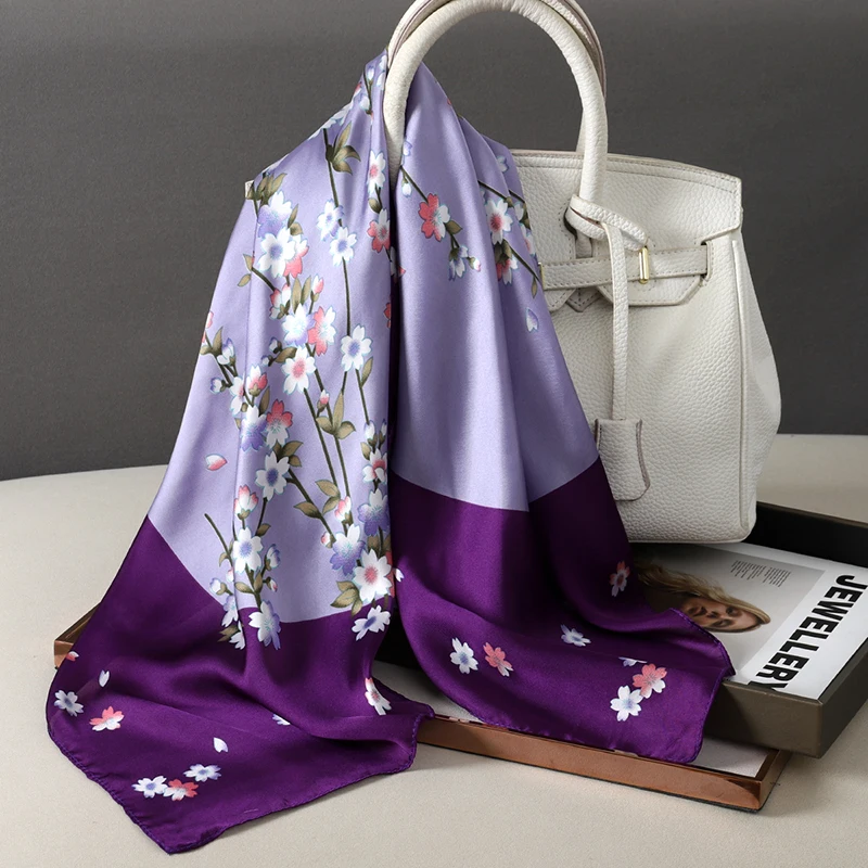 Silk Satin Scarf For Women, 70x70cm, Printed Handkerchief, Square Head Bandana, Small Neck Silencer,Ab For Ladies And Girls