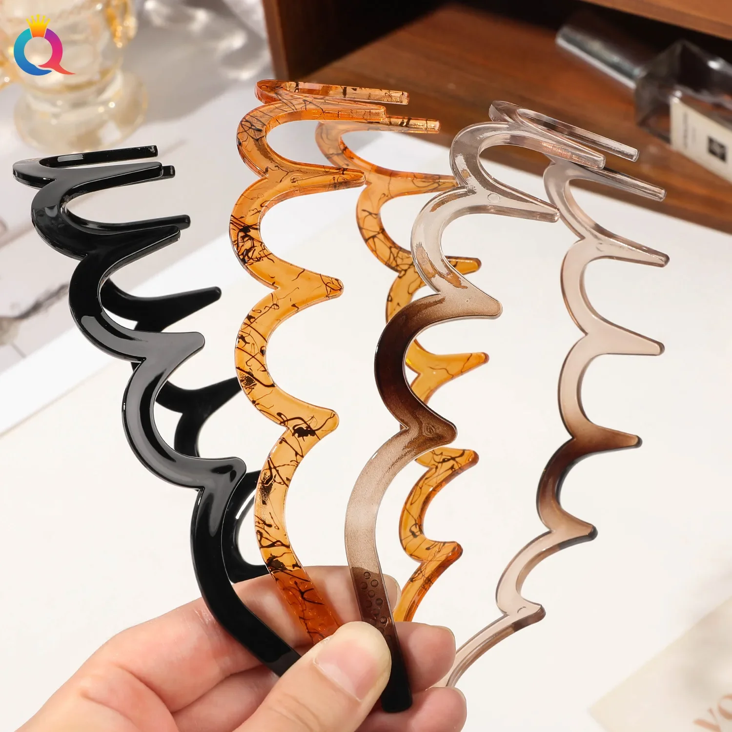 Fashion Wave Headbands for Women Solid Color Toothed Non-slip Hair Bands Girl Face Wash Sports Hairbands Hair Accessories