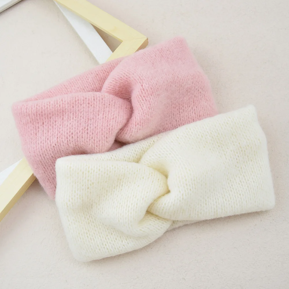 Hot Sale! Women Girls Solid Color Hair Bands Wool Knitted Headbands Cross Turban Bandage Ear Warmer Hairbands Hair Accessories