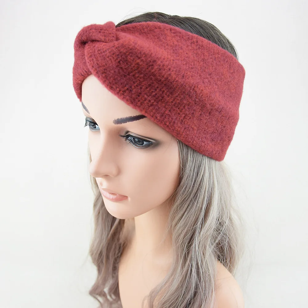 Hot Sale! Women Girls Solid Color Hair Bands Wool Knitted Headbands Cross Turban Bandage Ear Warmer Hairbands Hair Accessories