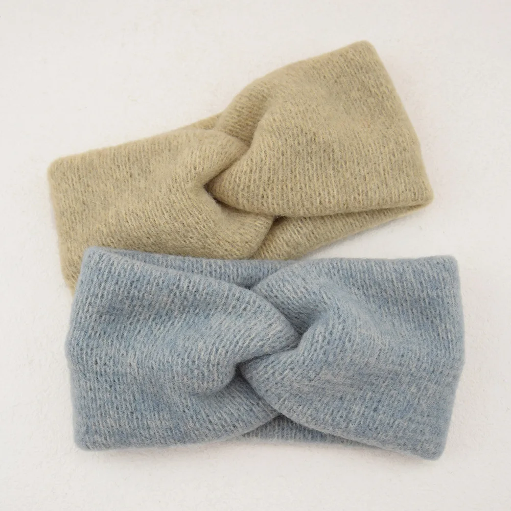 Hot Sale! Women Girls Solid Color Hair Bands Wool Knitted Headbands Cross Turban Bandage Ear Warmer Hairbands Hair Accessories
