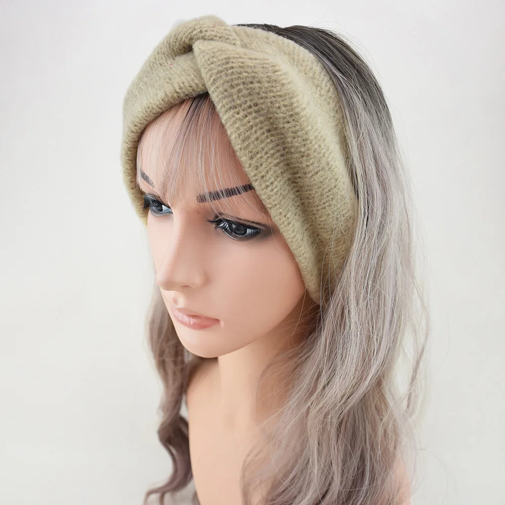 Hot Sale! Women Girls Solid Color Hair Bands Wool Knitted Headbands Cross Turban Bandage Ear Warmer Hairbands Hair Accessories