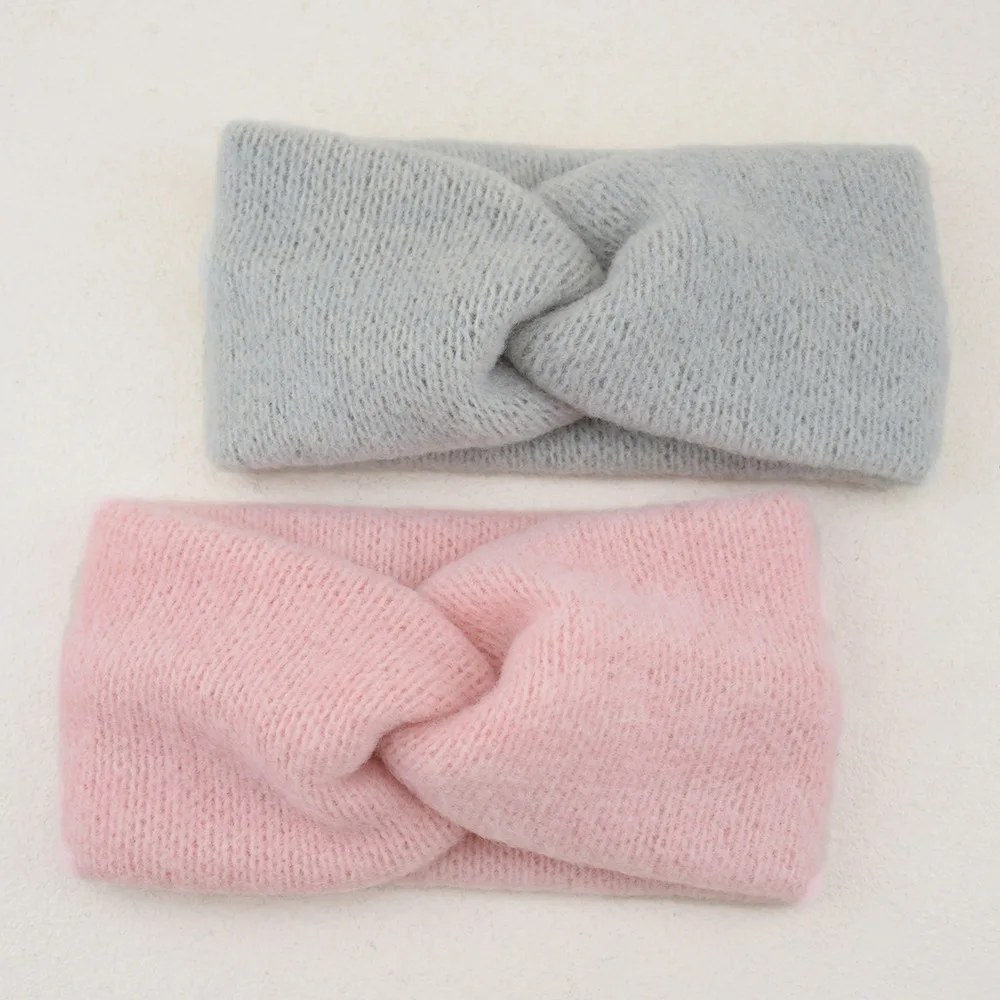 Hot Sale! Women Girls Solid Color Hair Bands Wool Knitted Headbands Cross Turban Bandage Ear Warmer Hairbands Hair Accessories