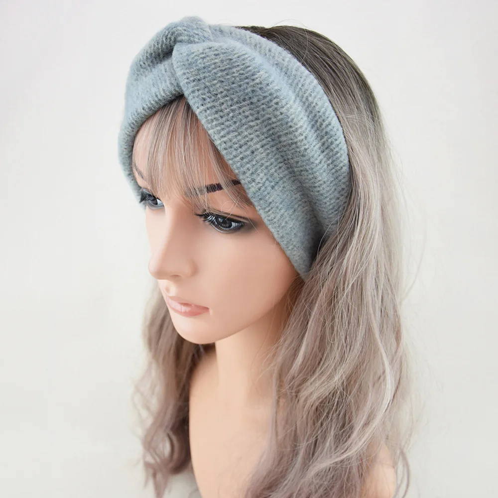 Hot Sale! Women Girls Solid Color Hair Bands Wool Knitted Headbands Cross Turban Bandage Ear Warmer Hairbands Hair Accessories