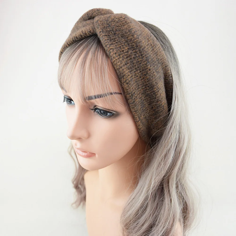 Hot Sale! Women Girls Solid Color Hair Bands Wool Knitted Headbands Cross Turban Bandage Ear Warmer Hairbands Hair Accessories