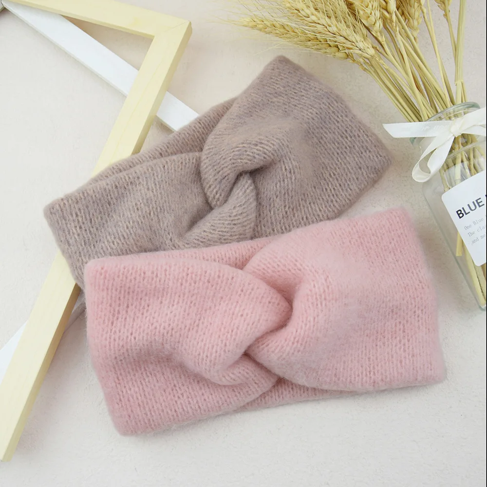 Hot Sale! Women Girls Solid Color Hair Bands Wool Knitted Headbands Cross Turban Bandage Ear Warmer Hairbands Hair Accessories