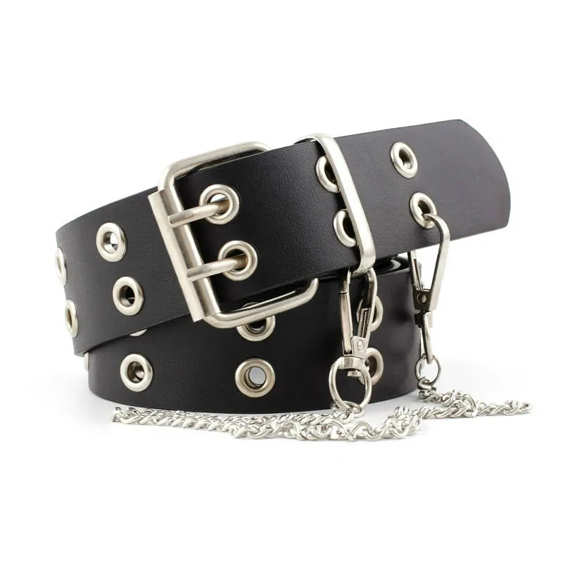 110cm Unisex Men Belts For Women High Quality Double Hole Star Eyelet Hip Hop Rock Style Subculture Y2K Belt Punch Free Size
