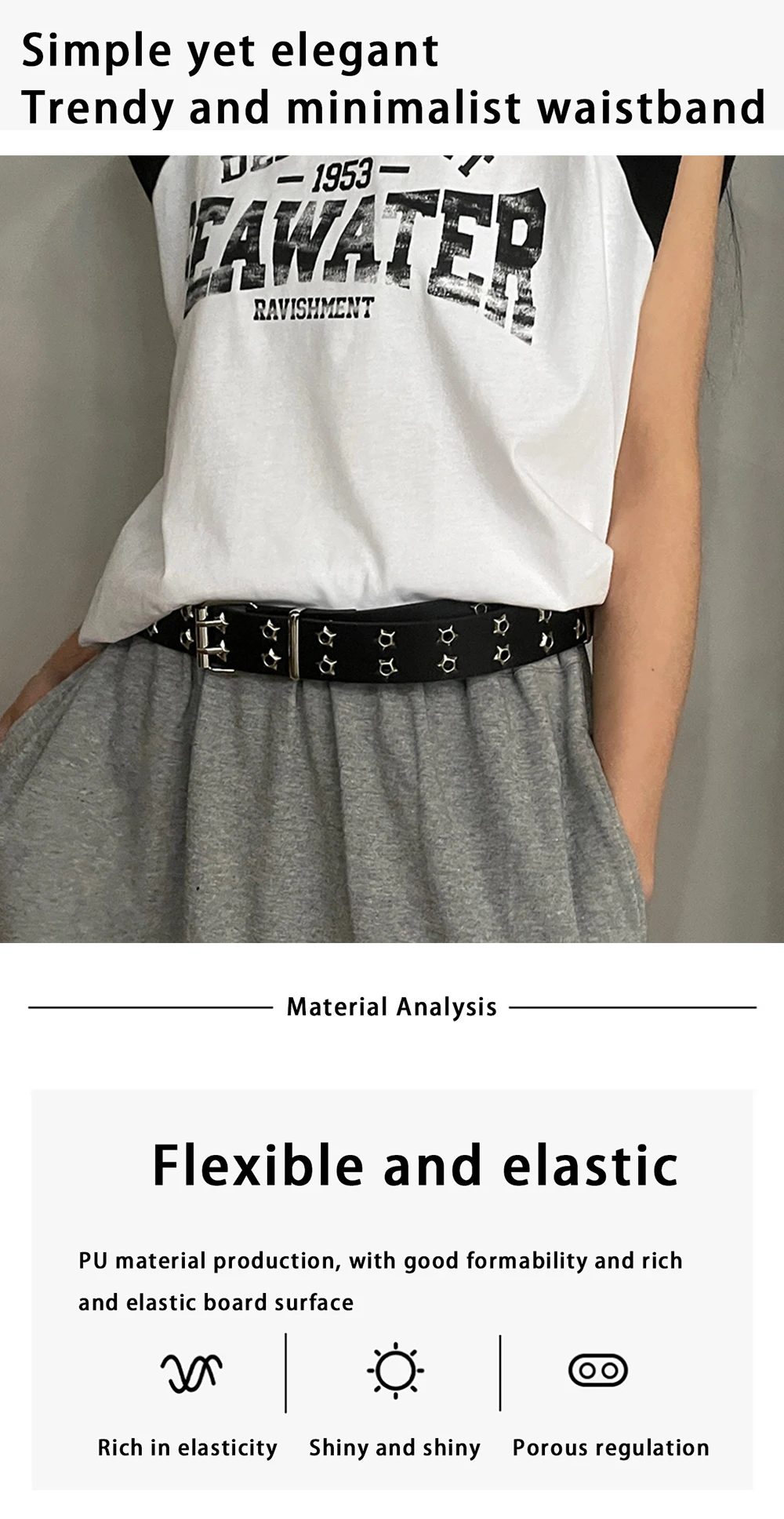 110cm Unisex Men Belts For Women High Quality Double Hole Star Eyelet Hip Hop Rock Style Subculture Y2K Belt Punch Free Size