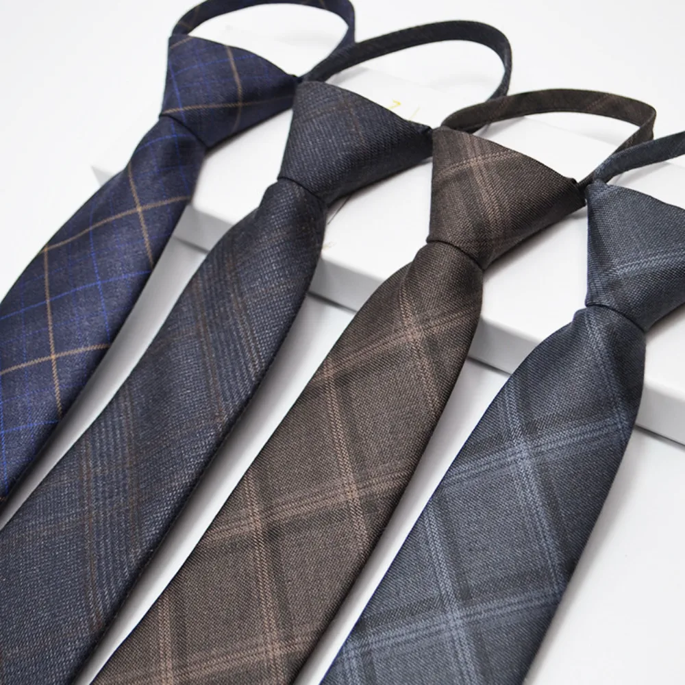 New Zipper Men Ties Suits Lazy Plaid Neck Tie For Wedding Check Necktie For Men Retro Lazy Fashion Stripe Ties For Women Necktie