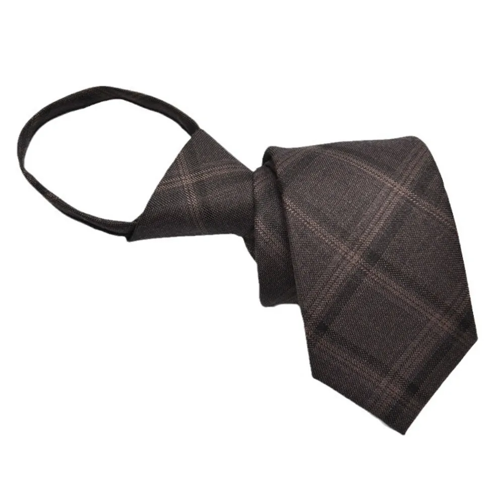 New Zipper Men Ties Suits Lazy Plaid Neck Tie For Wedding Check Necktie For Men Retro Lazy Fashion Stripe Ties For Women Necktie