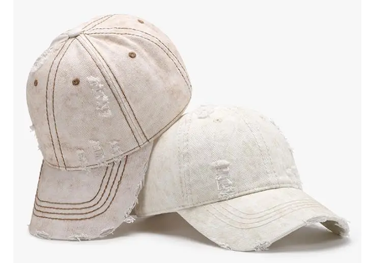 Women Men Baseball Cap Denim Cotton Faded Distressed Ripped dad Caps Trucker Hats Soft Crown Unisex Light Color