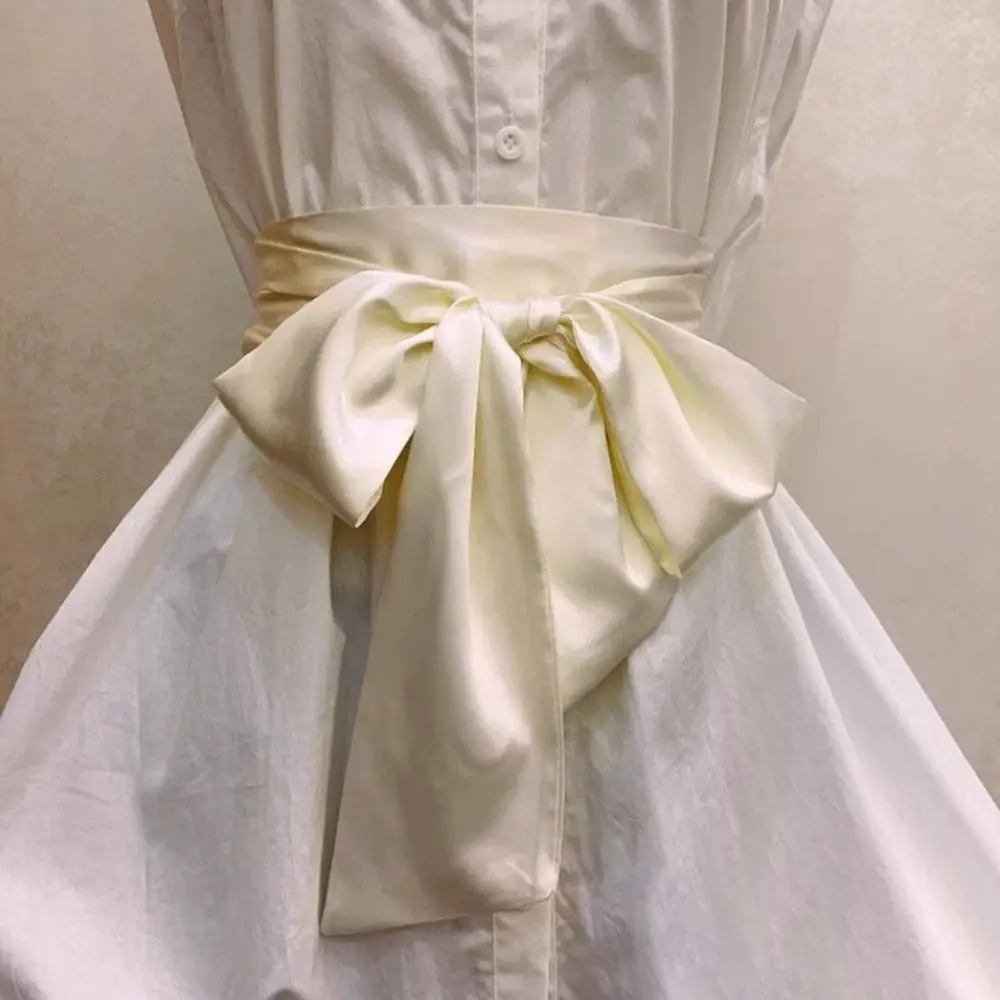 Satin Silk Bow Corset Waist Belt Wide DIY Bowknot Fabric Ribbon Cummerbunds Decorative Waist Cover For Women Lady Girl Bridal