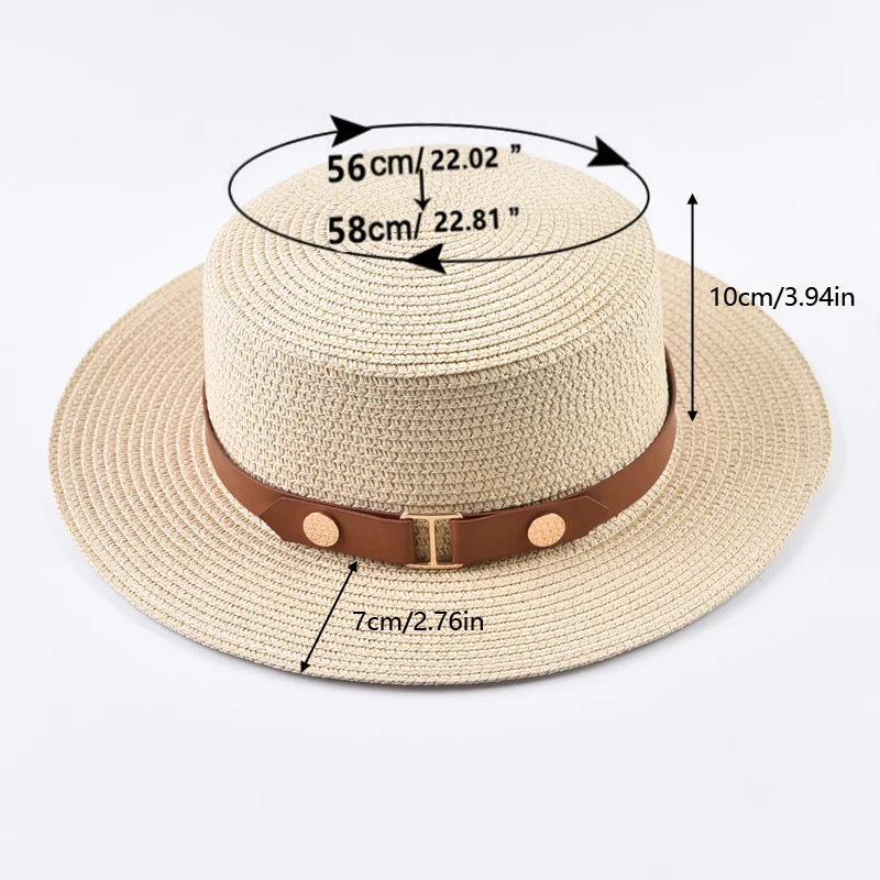 Summer Women Straw Hat Ladies Fashion Flat Top Travel Beach Sun Hat Chapeau Femme