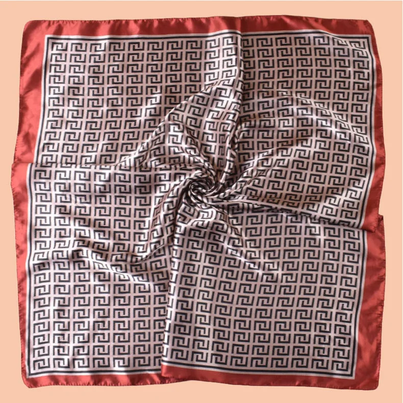 High Quality Silk Scarf Top Headwraps Women Four Seasons Hair Scarves Hijab Foulard Luxury Bandana Femme Headscarf 90*90cm