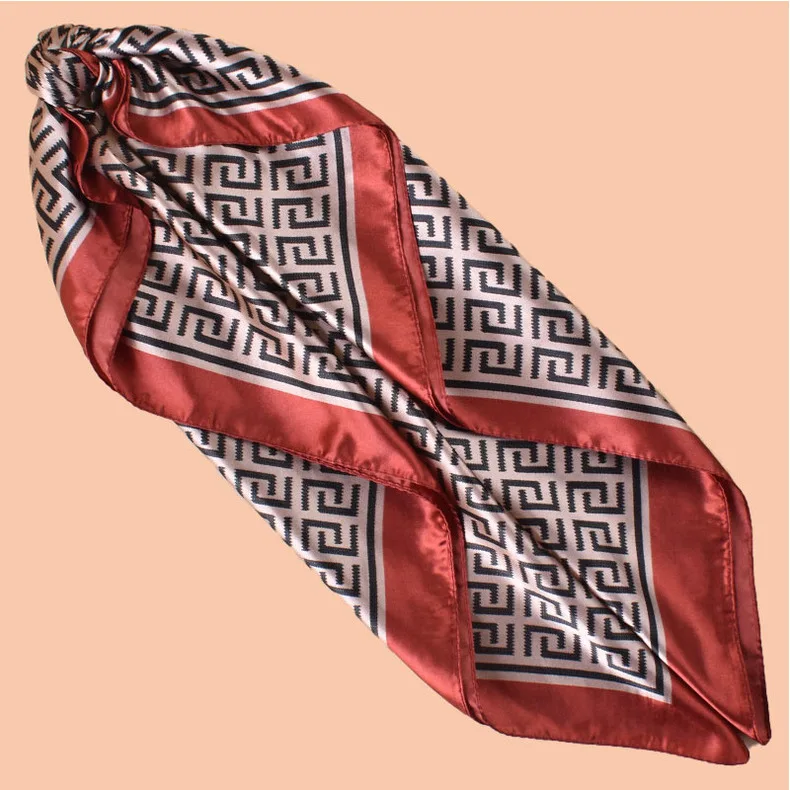 High Quality Silk Scarf Top Headwraps Women Four Seasons Hair Scarves Hijab Foulard Luxury Bandana Femme Headscarf 90*90cm