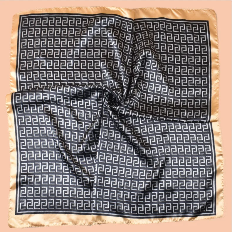 High Quality Silk Scarf Top Headwraps Women Four Seasons Hair Scarves Hijab Foulard Luxury Bandana Femme Headscarf 90*90cm