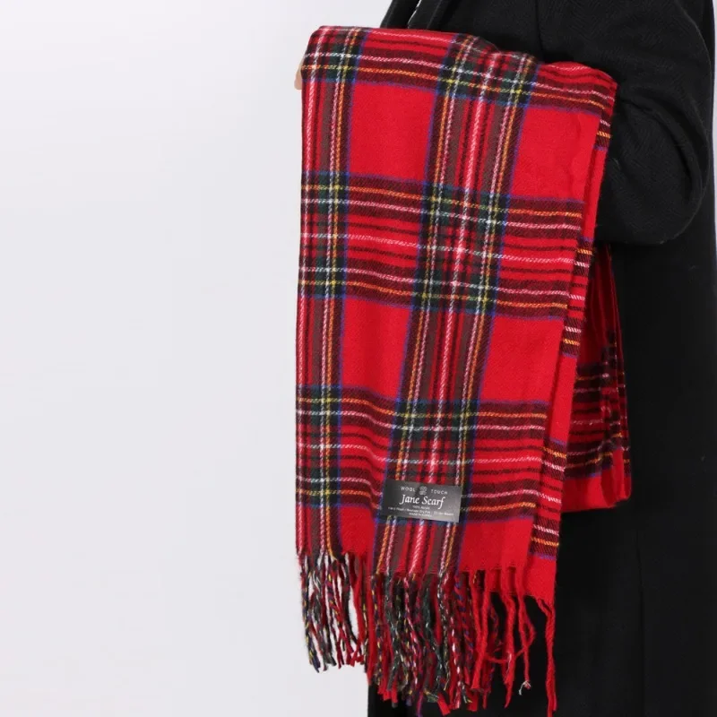 Fashion Scottish Style Tartan Warm Scarf for Women Plaid Soft Long Wrap Shawl Christmas for Girlfrend Wife Mom