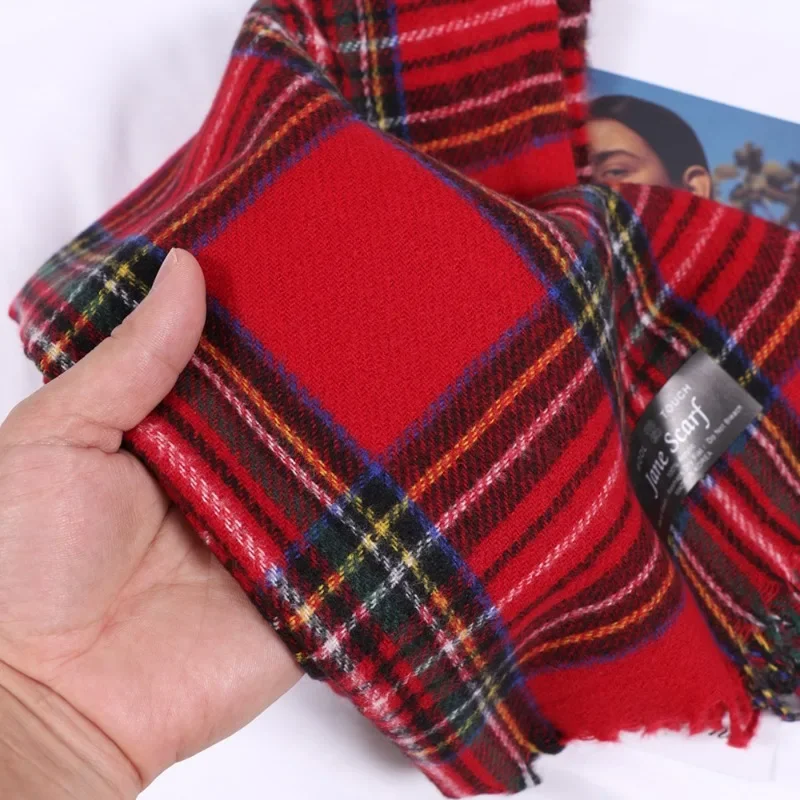 Fashion Scottish Style Tartan Warm Scarf for Women Plaid Soft Long Wrap Shawl Christmas for Girlfrend Wife Mom