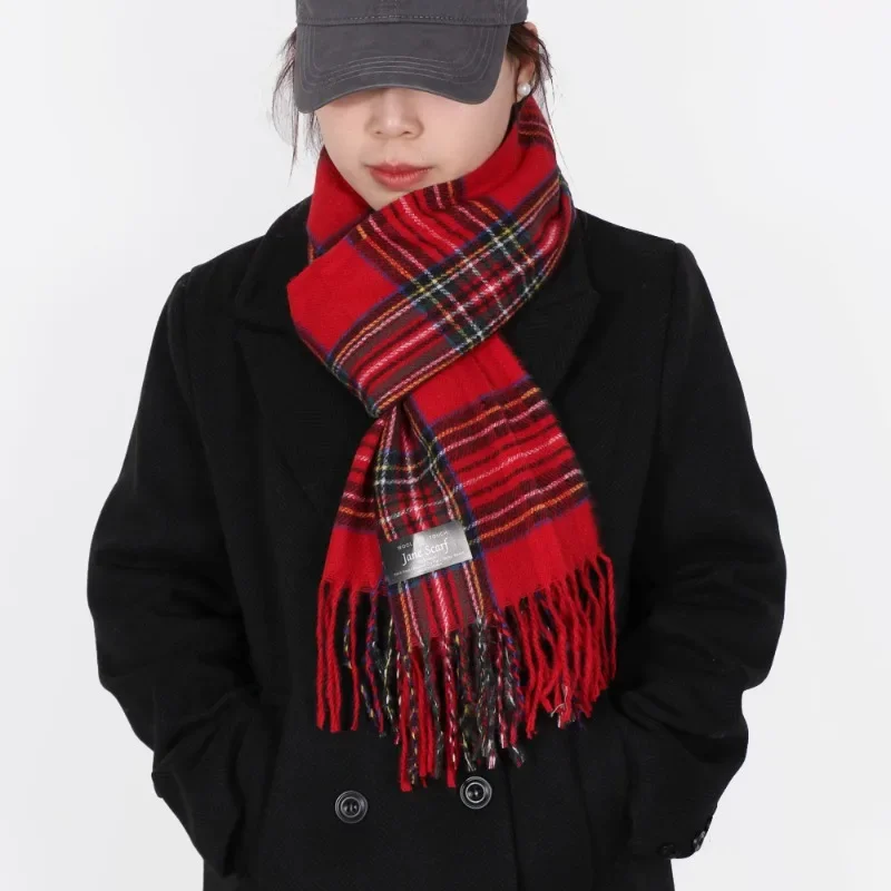 Fashion Scottish Style Tartan Warm Scarf for Women Plaid Soft Long Wrap Shawl Christmas for Girlfrend Wife Mom