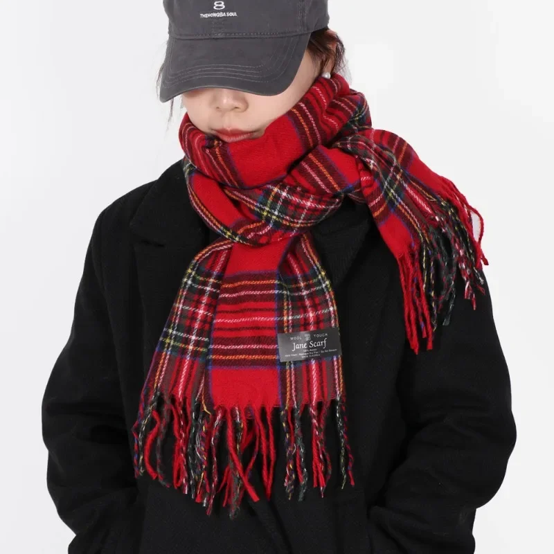 Fashion Scottish Style Tartan Warm Scarf for Women Plaid Soft Long Wrap Shawl Christmas for Girlfrend Wife Mom